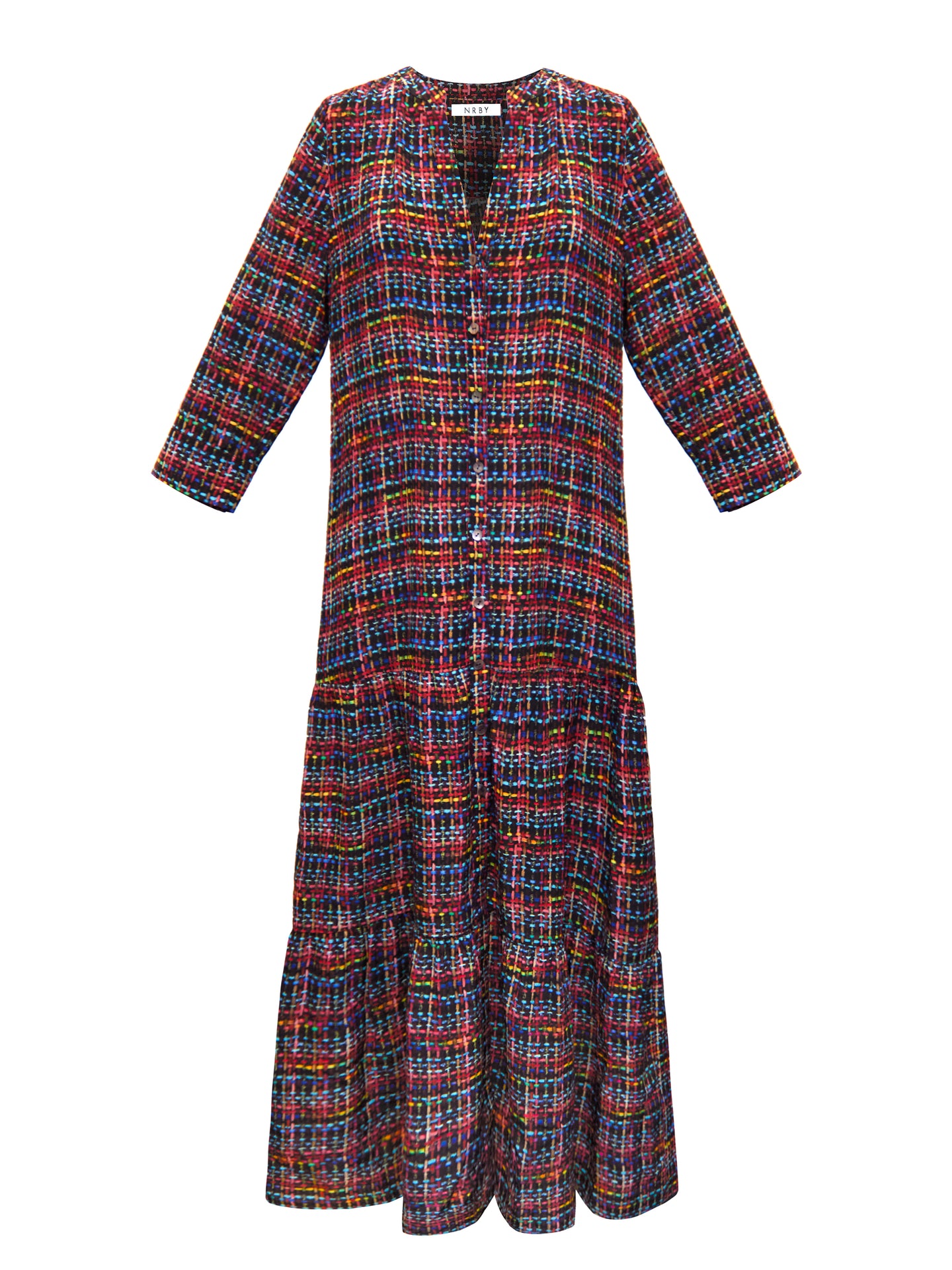 Avery silk tweed print maxi dress