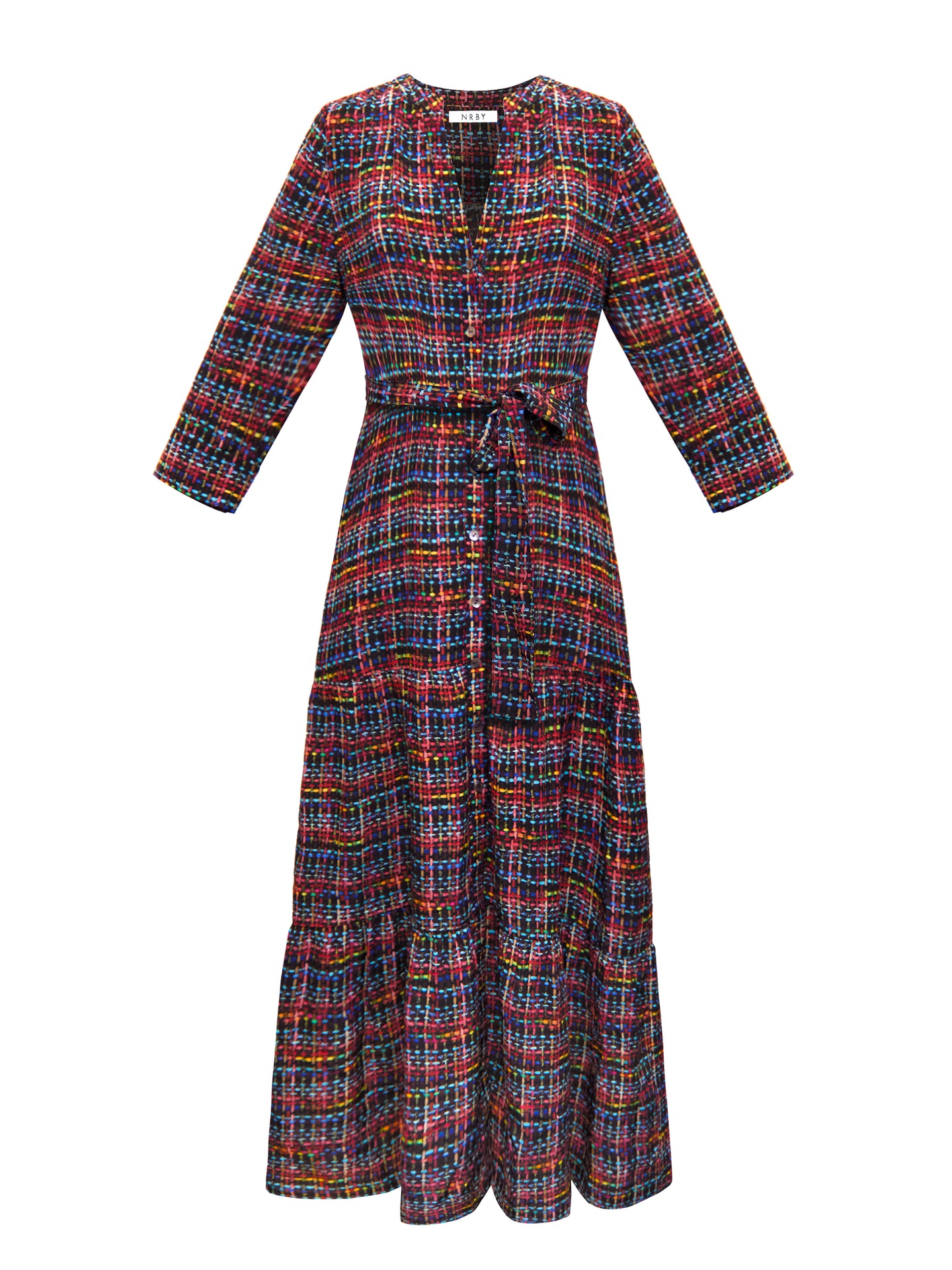 Avery silk tweed print maxi dress