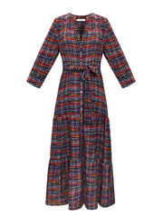 Avery silk tweed print maxi dress