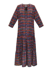 Avery silk tweed print maxi dress