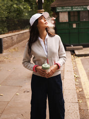 Bailey cotton cashmere bomber jacket - Silver grey / Pink