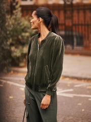 Bailey silk blend velvet bomber jacket - Khaki