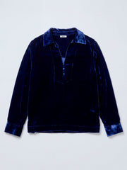 Barbara Silk Blend Velvet Shirt - Midnight