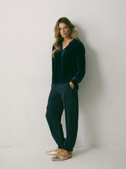 Barbara Silk Blend Velvet Shirt - Midnight