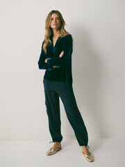 Barbara Silk Blend Velvet Shirt - Midnight