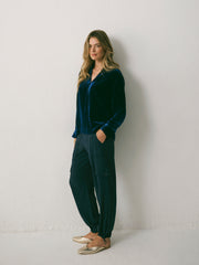 Barbara Silk Blend Velvet Shirt - Midnight