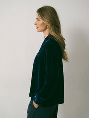 Barbara Silk Blend Velvet Shirt - Midnight