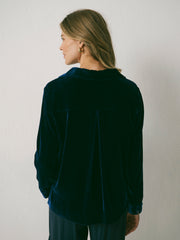 Barbara Silk Blend Velvet Shirt - Midnight