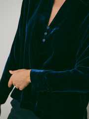 Barbara Silk Blend Velvet Shirt - Midnight