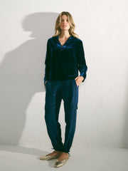 Barbara Silk Blend Velvet Shirt - Midnight