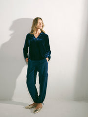 Barbara Silk Blend Velvet Shirt - Midnight