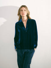 Barbara Silk Blend Velvet Shirt - Midnight