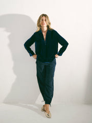 Barbara Silk Blend Velvet Shirt - Midnight