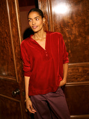 Barbara silk blend velvet shirt - Red | NRBY Clothing