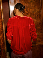 Barbara silk blend velvet shirt - Red | NRBY Clothing