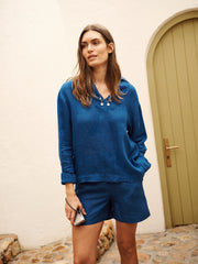 Barbara gauze linen shirt - Indigo | NRBY Clothing