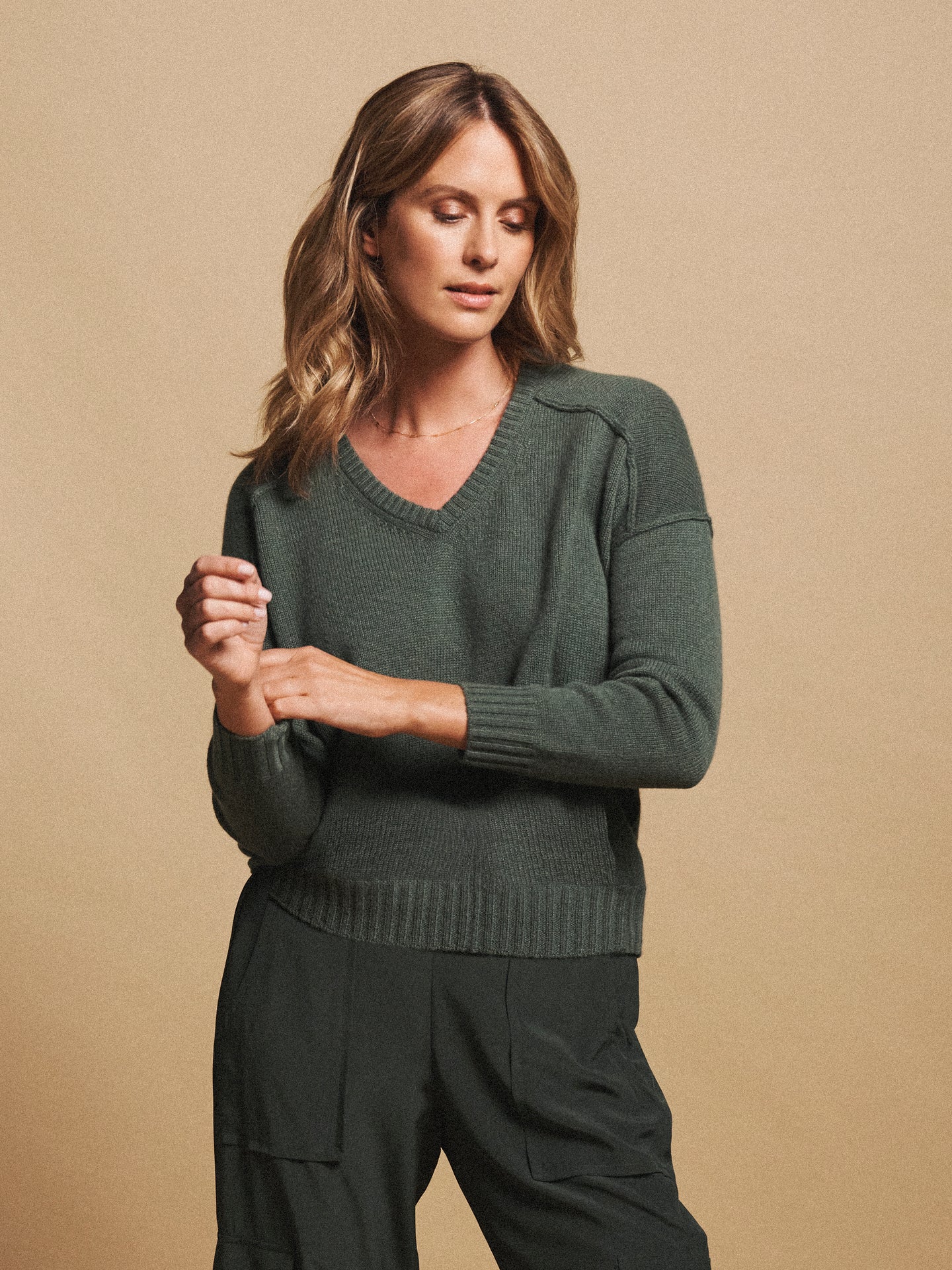 Sydney cashmere v-neck sweater - Khaki