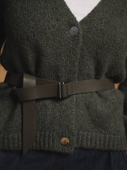 Leather ring belt - Khaki