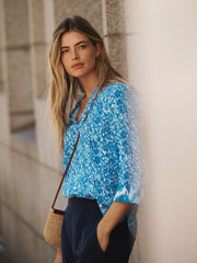 Bethany blurred ikat print top