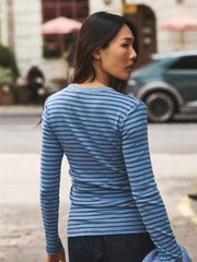 Billie cotton stripe t-shirt - Light Blue & Denim Blue