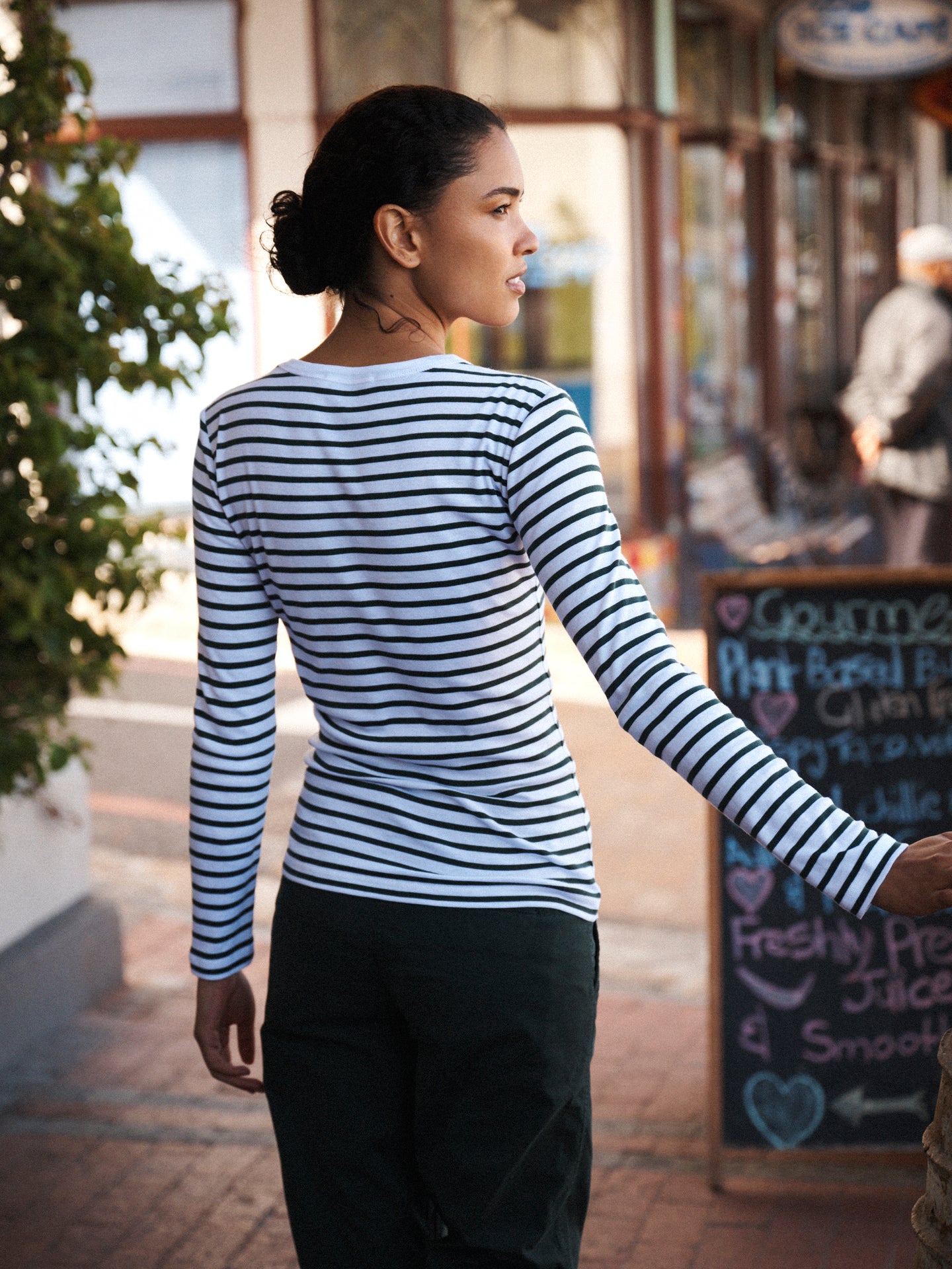 Billie cotton stripe t-shirt - Khaki & White