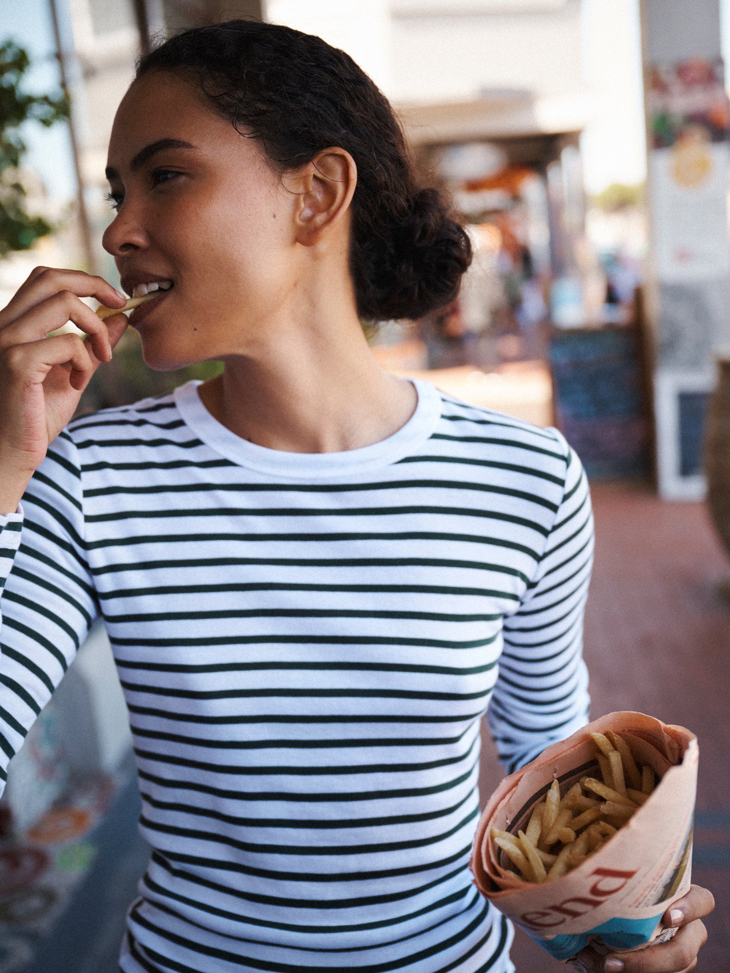 Billie cotton stripe t-shirt - Khaki & White