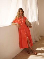 Braga gauze linen dress - Orange | NRBY Clothing