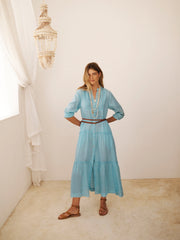 Braga gauze linen dress - Aquamarine | NRBY Clothing