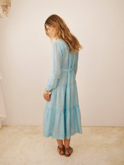 Braga gauze linen dress - Aquamarine | NRBY Clothing