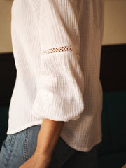 Brielle cotton double cloth shirt - White