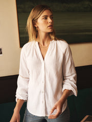 Brielle cotton double cloth shirt - White