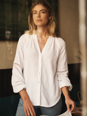 Brielle cotton double cloth shirt - White