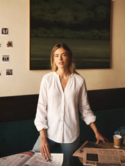 Brielle cotton double cloth shirt - White