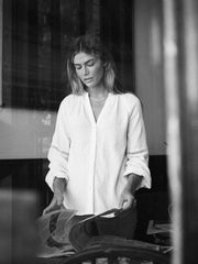 Brielle cotton double cloth shirt - White