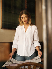 Brielle cotton double cloth shirt - White