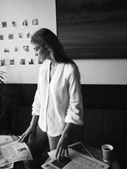 Brielle cotton double cloth shirt - White