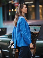 Bryony oversized linen jacket - Bright Blue