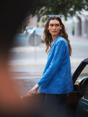 Bryony oversized linen jacket - Bright Blue