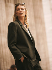 Bryony Wool Blend Jacket - Dark Khaki