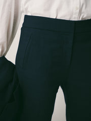 Mandy Wool Blend Tapered Leg Trouser - Navy