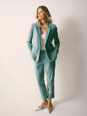Miranda cotton velvet trouser - Soft Sage | NRBY Clothing