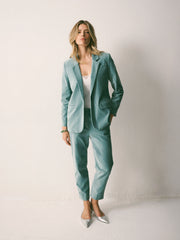 Miranda cotton velvet trouser - Soft Sage | NRBY Clothing
