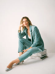Miranda cotton velvet trouser - Soft Sage | NRBY Clothing