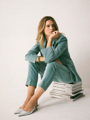 Miranda cotton velvet trouser - Soft Sage | NRBY Clothing