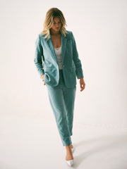 Miranda cotton velvet trouser - Soft Sage | NRBY Clothing