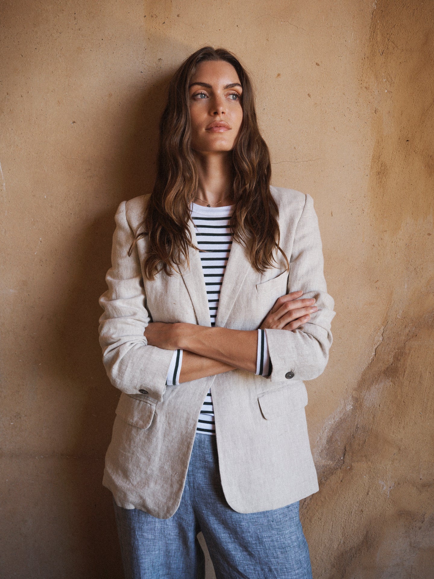 Bryony oversized linen jacket - Oyster