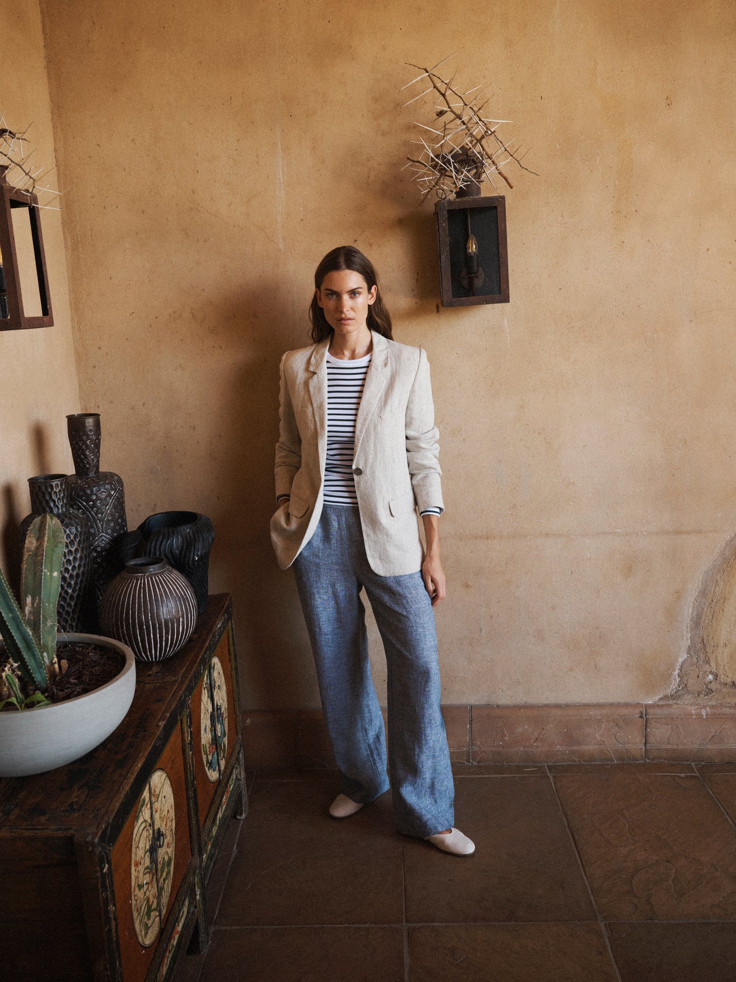 Bryony oversized linen jacket - Oyster