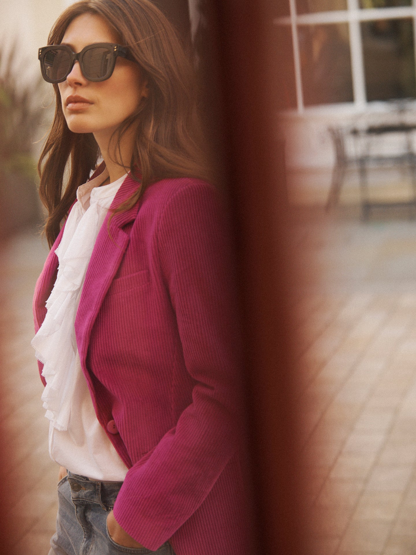 Bryony oversized cord blazer - Raspberry Pink