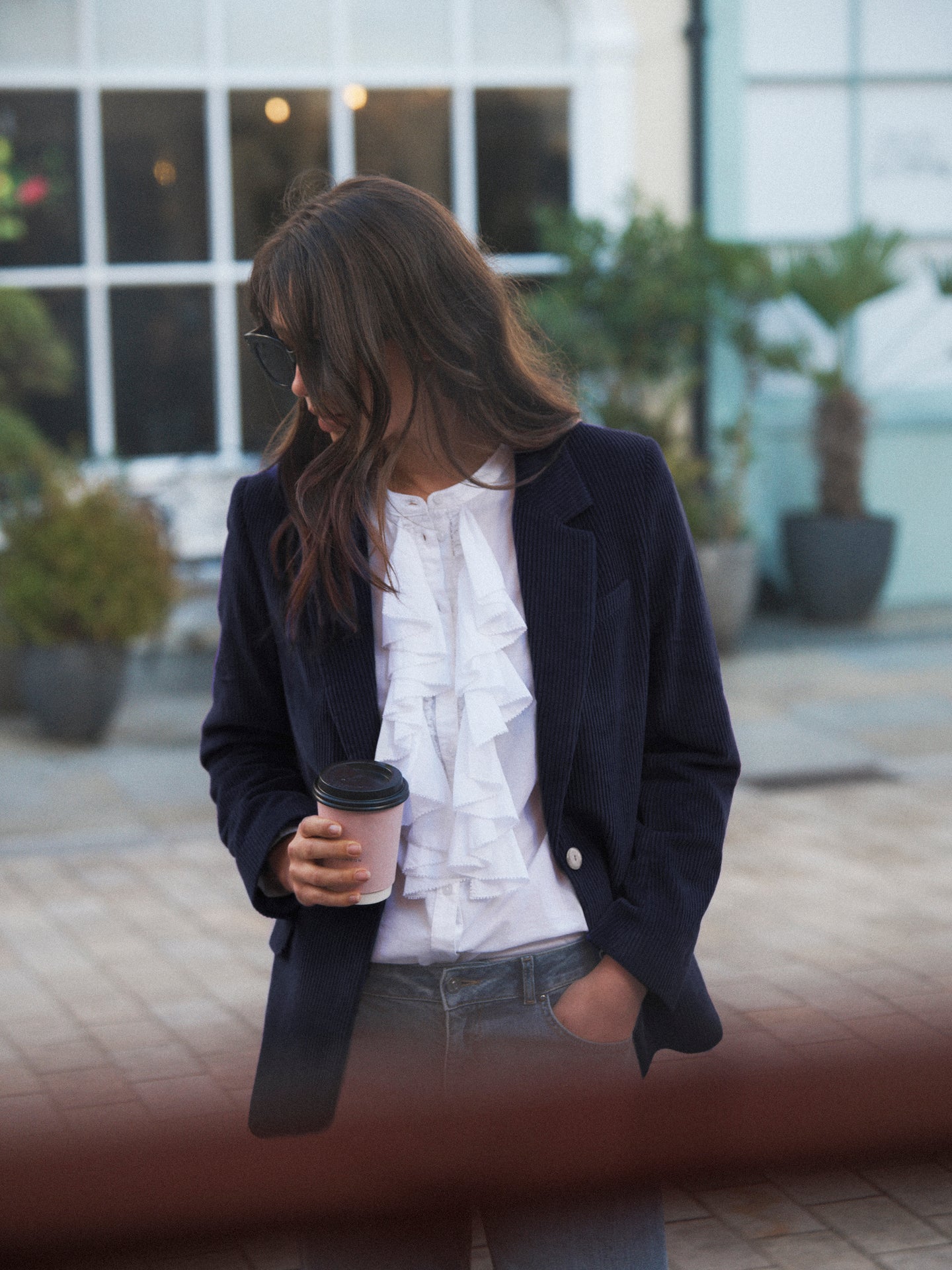 Bryony oversized cord blazer - Navy