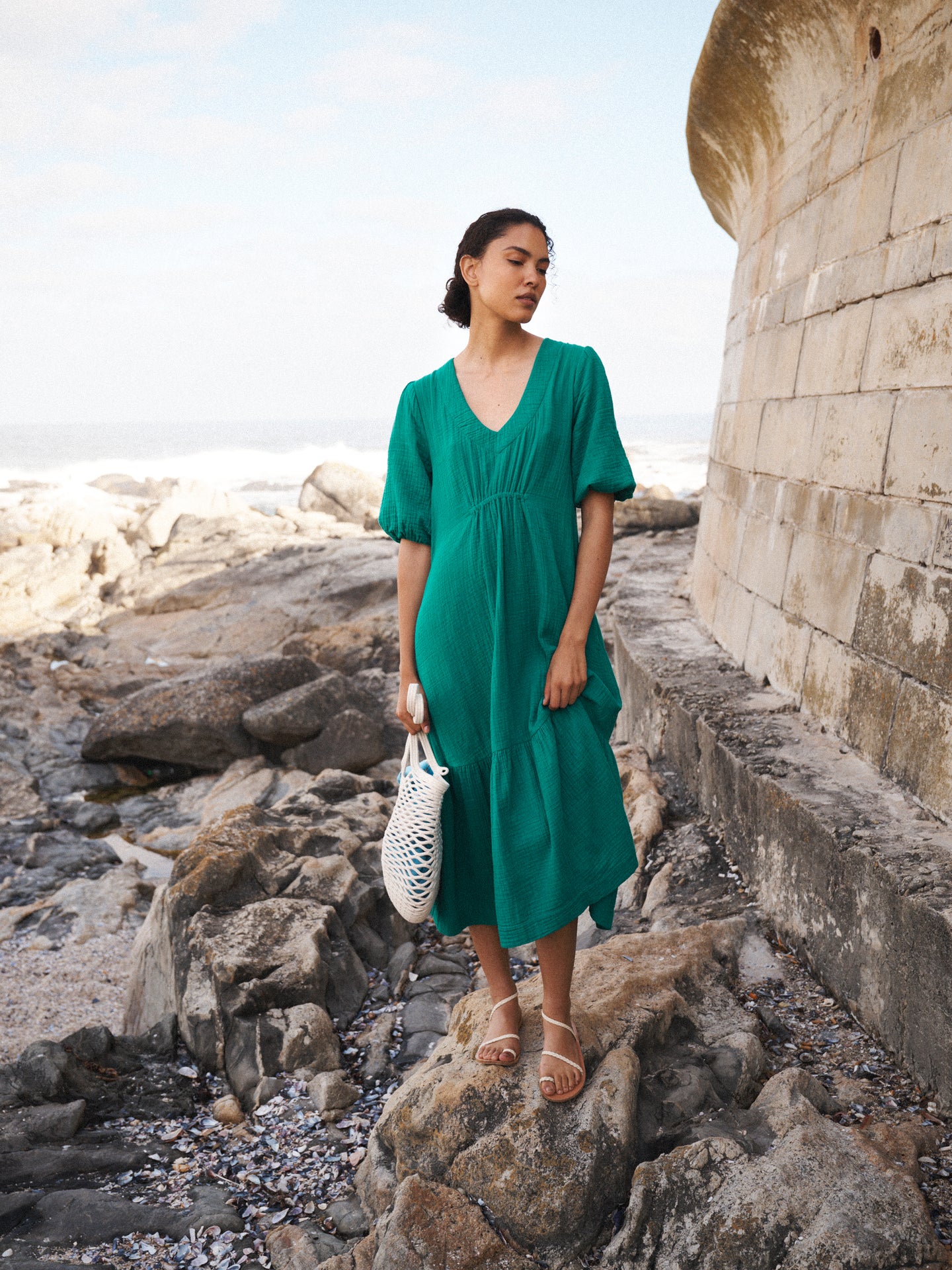 Camille cotton double cloth dress in Sea Green | NRBY Clothing Camille cotton double cloth dress in Sea Green | NRBY Clothing